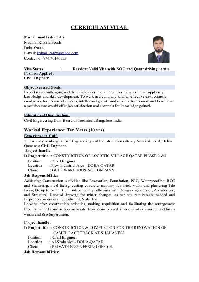 Sample resume civil engineering jobs